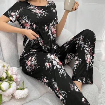 Ārējā tirdzniecība pārrobežu četru sezonu apaļa kakla īsroku T-kreklu biksēm sieviešu pidžamām, lielizmēra mājas apģērbam, kostīmam Eiropā un Amerikas Savienotajās Valstīs