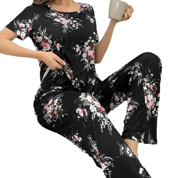 Ārējā tirdzniecība pārrobežu četru sezonu apaļa kakla īsroku T-kreklu biksēm sieviešu pidžamām, lielizmēra mājas apģērbam, kostīmam Eiropā un Amerikas Savienotajās Valstīs