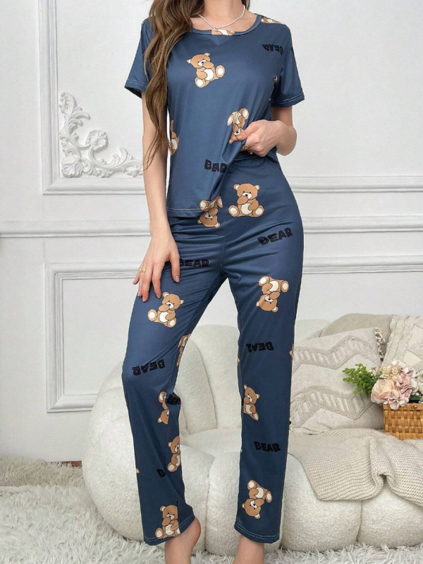 Ārējā tirdzniecība pārrobežu četru sezonu apaļa kakla īsroku T-kreklu biksēm sieviešu pidžamām, lielizmēra mājas apģērbam, kostīmam Eiropā un Amerikas Savienotajās Valstīs