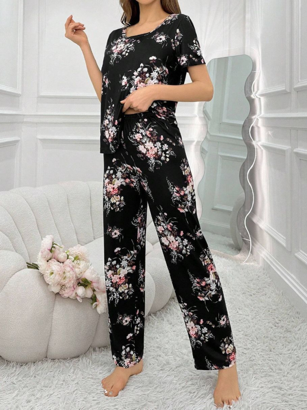 Ārējā tirdzniecība pārrobežu četru sezonu apaļa kakla īsroku T-kreklu biksēm sieviešu pidžamām, lielizmēra mājas apģērbam, kostīmam Eiropā un Amerikas Savienotajās Valstīs