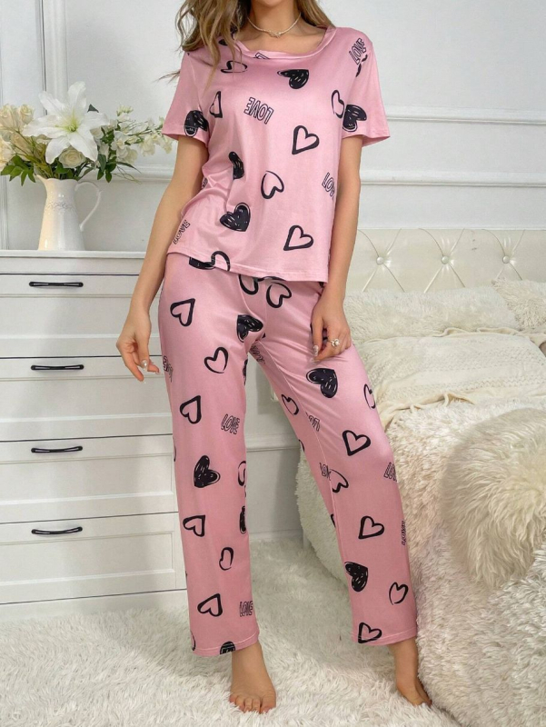 Ārējā tirdzniecība pārrobežu četru sezonu apaļa kakla īsroku T-kreklu biksēm sieviešu pidžamām, lielizmēra mājas apģērbam, kostīmam Eiropā un Amerikas Savienotajās Valstīs