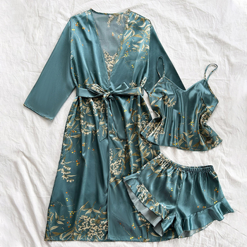 Denilyn satiinist öösärk, naiste mood, vabaaja, kerge, luksusliku stiiliga pidžaamad, naiste kevad- ja suveõhukesed trükitud koduriided, pealiskleit