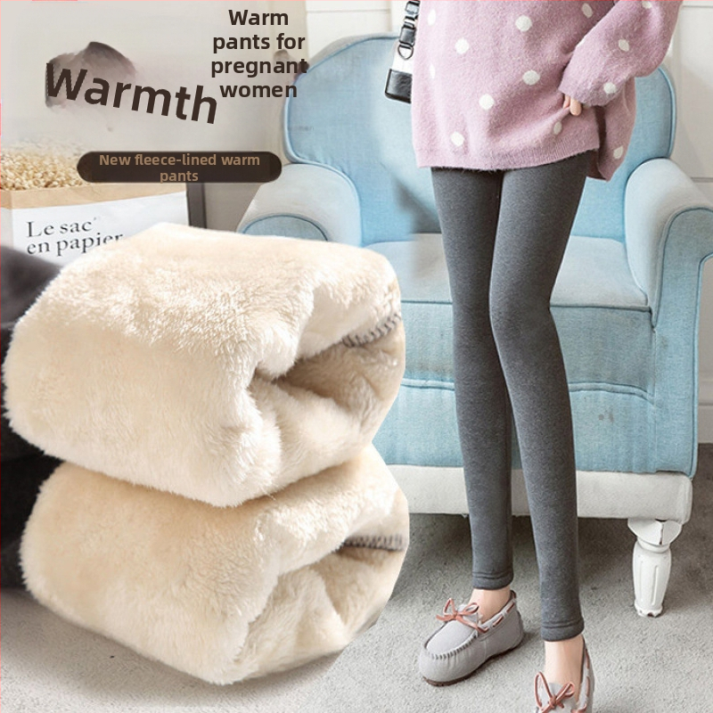 [Vientis aksominis nėščiųjų kelnės] vilnos pamušalu sustorintos nėščiųjų medvilninės kelnės nėščiųjų patogios šiltos apatinės pilvo dalies kelnės, dėvimos lauke