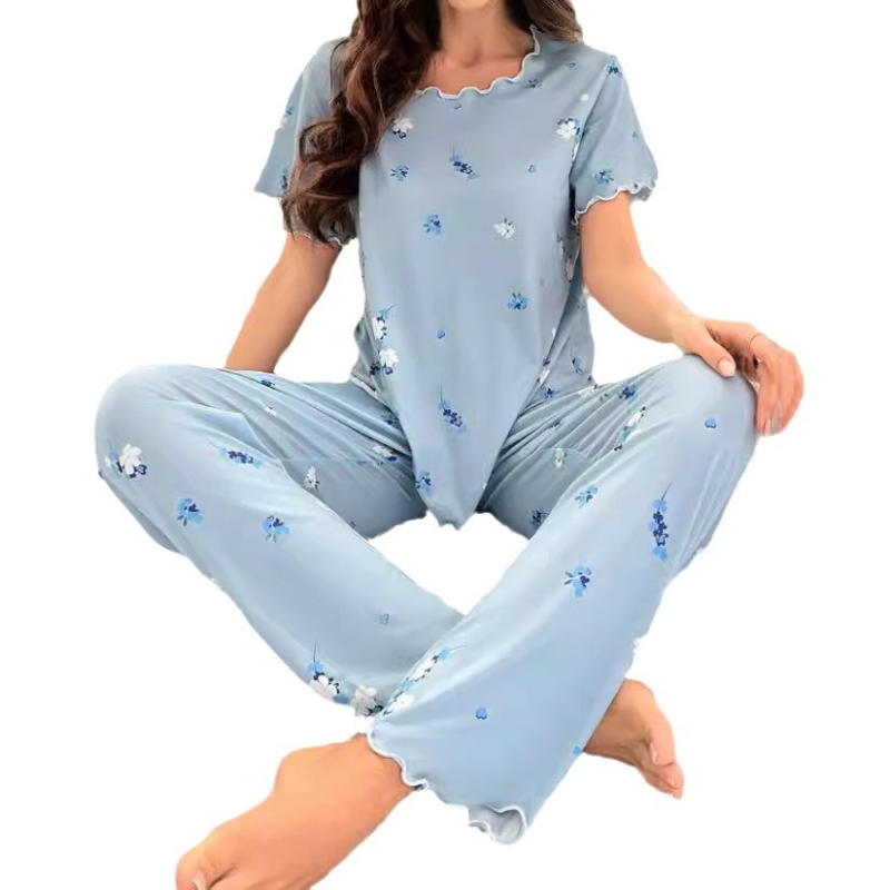 Bluze și pantaloni cu mânecă scurtă cu imprimeu floral Costume de familie Modă casual Modă energică Temperament Modă coreeană