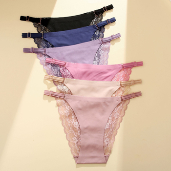 FINETOO Amazon διασυνοριακά καυτά γυναικεία εσώρουχα μεταξωτά δαντέλα και λεπτή ζώνη, γυναικεία σλιπ χωρίς ραφές