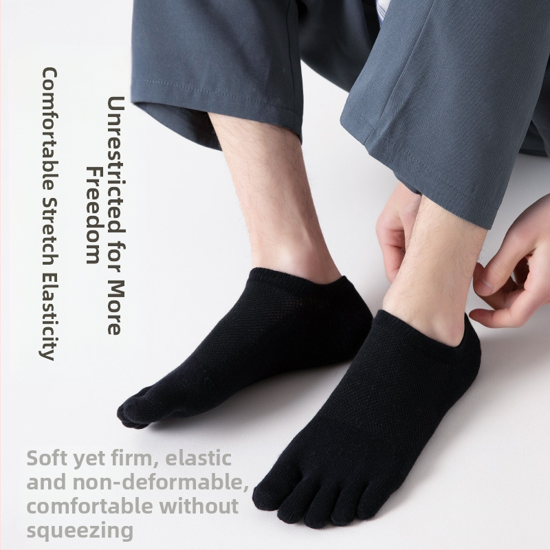 Penkių pirštų kojinės vyriškos vasarinės kojinės dezodorantas prakaitą sugeriančios antibakterinės vasarinės tinklelio kojinės kvėpuojančios penkių pirštų padalintos nosies vyriškos valties formos kojinės
