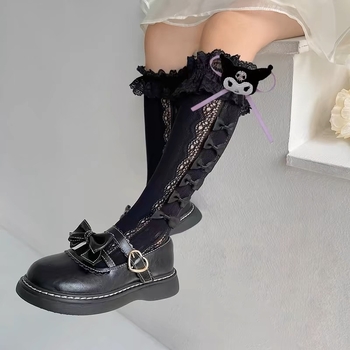 Κάλτσες Lolita για κορίτσια, καλοκαιρινές λεπτές κάλτσες με δαντέλα, κάλτσες μεσαίου μήκους, κάλτσες κινουμένων σχεδίων Kulomi, κάλτσες ιαπωνικού στιλ JK Cub