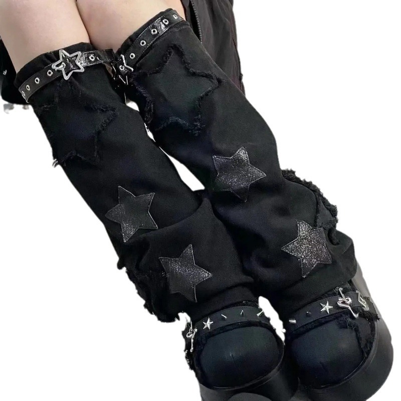 Șosete retro de vară pentru femei, cu șiret, din denim spălat, y2g albastru, transfrontaliere, cu șiret, până la jumătatea gambei