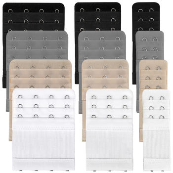 Elastinės trijų eilių, dviejų trijų keturių sagčių kombinuotos nugaros apatinių prailginimo sagtys, 12 dalių elastinė liemenėlės prailginimo sagtis