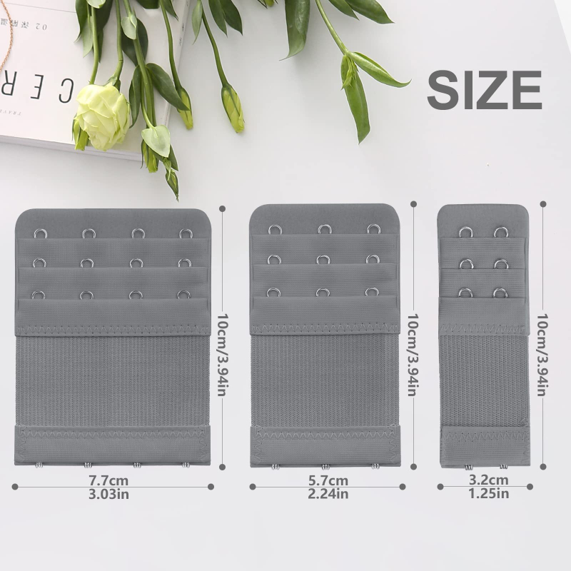 Elastinės trijų eilių, dviejų trijų keturių sagčių kombinuotos nugaros apatinių prailginimo sagtys, 12 dalių elastinė liemenėlės prailginimo sagtis