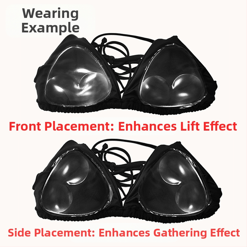Peldkostīmu bikini silikona krūšu polstera ieliktnis ar sabiezinātu atspiešanos, kas atklāj krūtis, liels peldēšanas mazs krūšu siksna sieviešu apakšveļas polsterējums