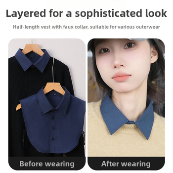 Vyriška marškinių apykaklė su netikra apykakle, kostiumo apykaklė, universali žiemos darbui, unisex, balta, dangaus mėlyna, dekoratyvinė netikra apykaklė