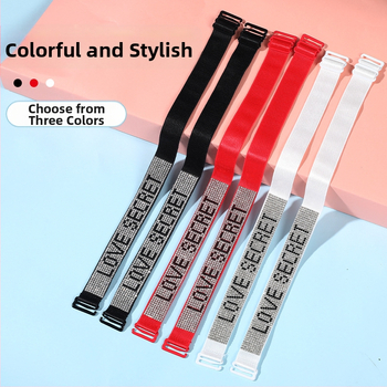 Aukštos klasės seksuali apatinių petnešėlė su cirkoniais, plonas diržas gimusiųjų metais su deimantinio stiliaus liemenėlės dirželiu, neslystančiu, reguliuojamo ilgio, atvira suknele.