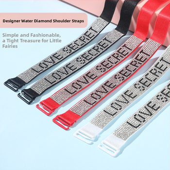 Aukštos klasės seksuali apatinių petnešėlė su cirkoniais, plonas diržas gimusiųjų metais su deimantinio stiliaus liemenėlės dirželiu, neslystančiu, reguliuojamo ilgio, atvira suknele.