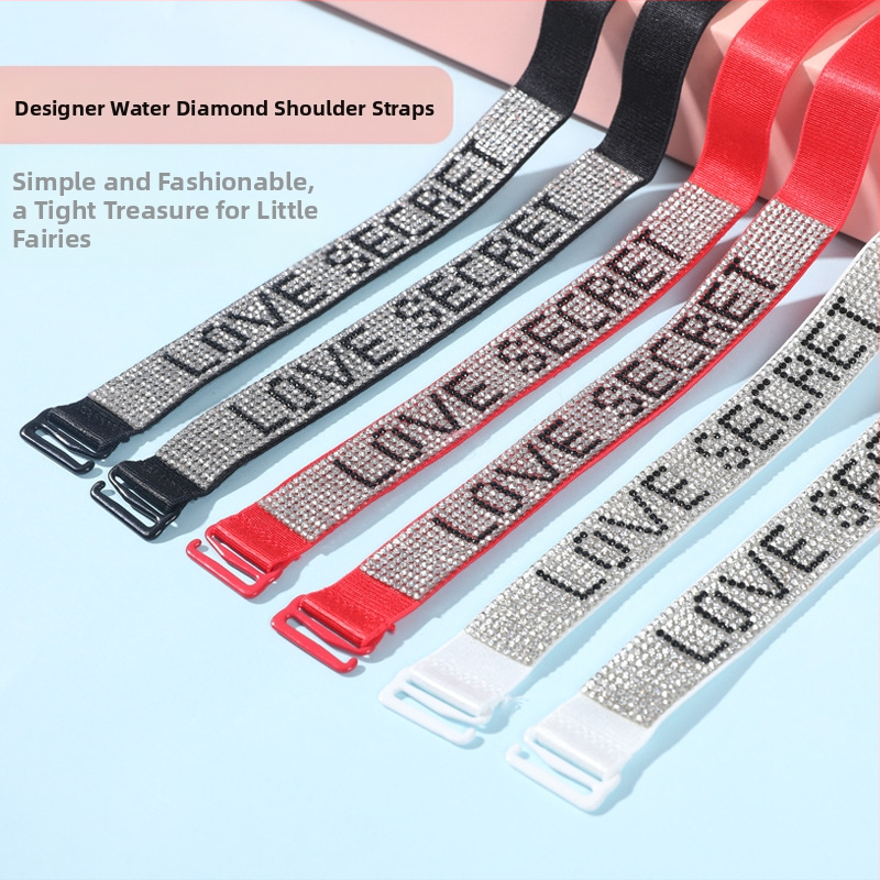 Висококачествено секси бельо с кристали, презрамка, тънък колан, родена година с диамантена презрамка за сутиен, неплъзгаща се регулируема открита рокля