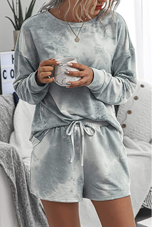 Amazon AliExpress leto 2023 Európsky a americký zahraničný obchod dámske oblečenie domáca potlač okrúhly výstrih oblek želanie