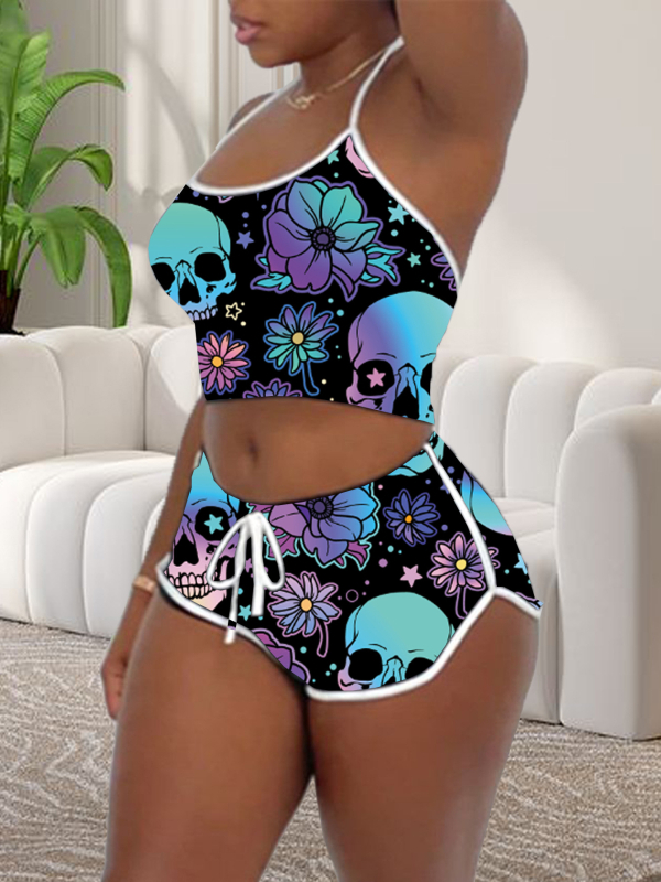 2024. aasta Amazon AliExpressi uus kontrastvärvi õmblustega Halloweeni jõuludeks mõeldud rippuva kaelusega õhuke seksikas ülikond