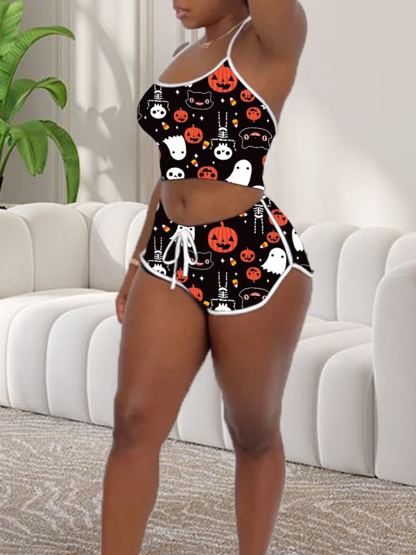 2024. aasta Amazon AliExpressi uus kontrastvärvi õmblustega Halloweeni jõuludeks mõeldud rippuva kaelusega õhuke seksikas ülikond