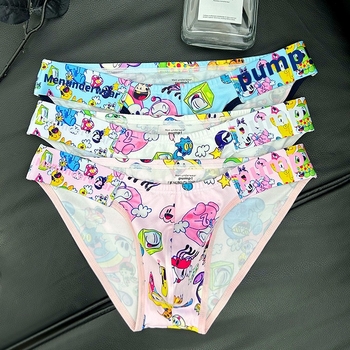 Мъжко бельо с ниска талия, дишащи, секси и удобни бикини с графити на живо, с ниска талия и ханш