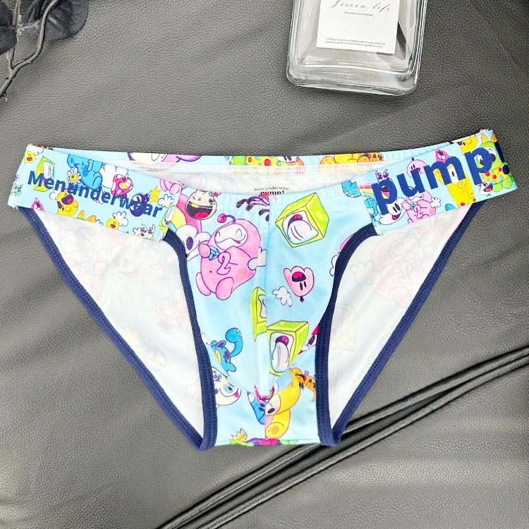 Мъжко бельо с ниска талия, дишащи, секси и удобни бикини с графити на живо, с ниска талия и ханш