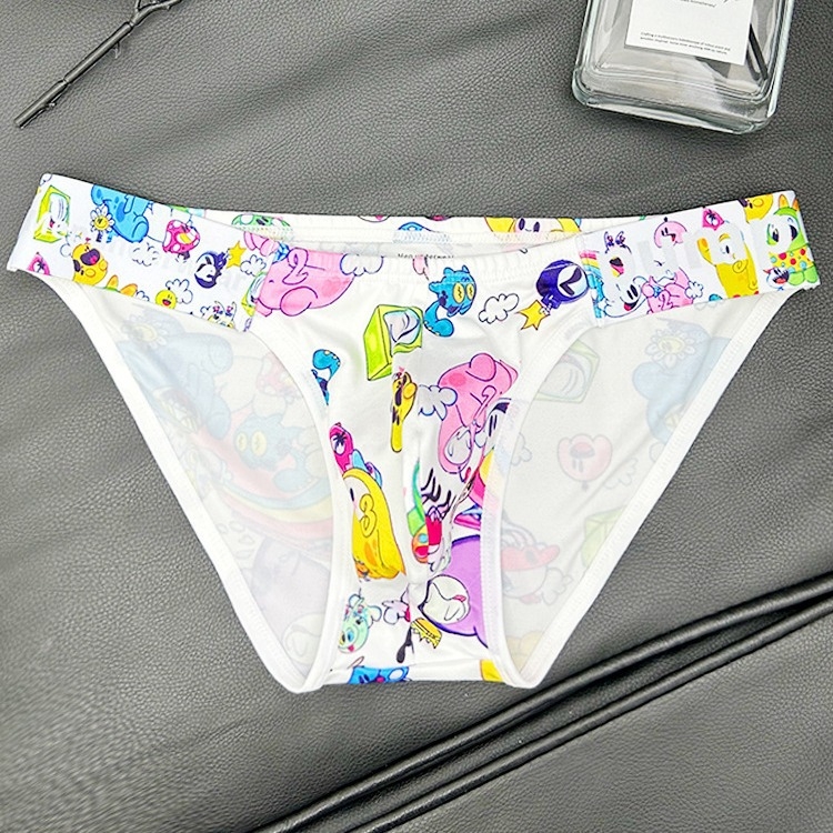 Мъжко бельо с ниска талия, дишащи, секси и удобни бикини с графити на живо, с ниска талия и ханш