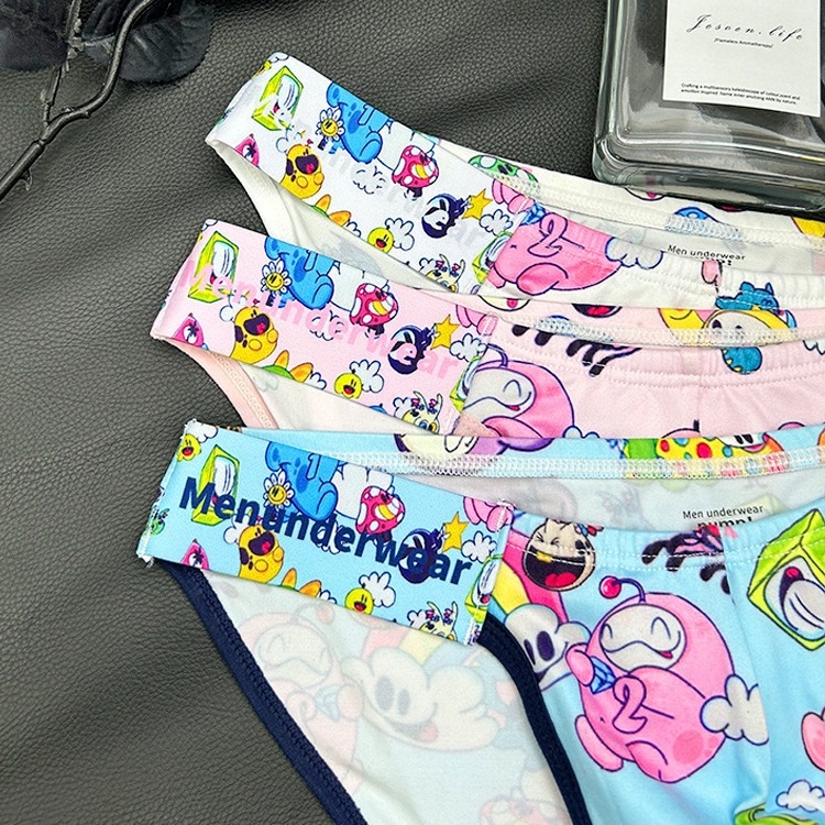Мъжко бельо с ниска талия, дишащи, секси и удобни бикини с графити на живо, с ниска талия и ханш