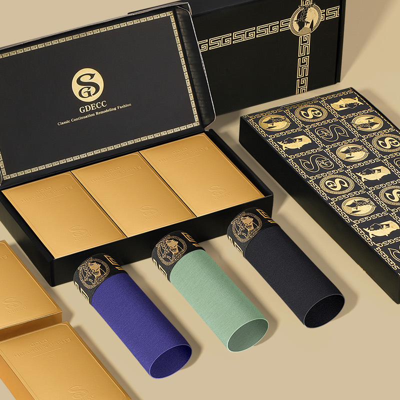 GDECC zīmola modāla vīriešu apakšveļa, elpojoša, magnētiska temperatūras maiņas iekšējās kājstarpes bokseršortu vienkrāsaina dāvanu kastīte