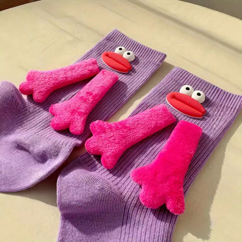 1 paar väikeseid sokke, armsad vorstikujulised dopamiinisuu-tüdrukute vasika-sokid, loomingulised väikesed sokid