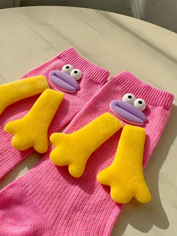 1 paar väikeseid sokke, armsad vorstikujulised dopamiinisuu-tüdrukute vasika-sokid, loomingulised väikesed sokid