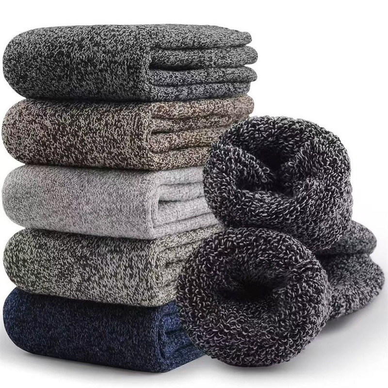 Мъжки зимни чорапи Cross-border с поларена подплата, дебели топли хавлиени чорапи, мъжки паралелни кашмирени чорапи, зимни хавлиени чорапи