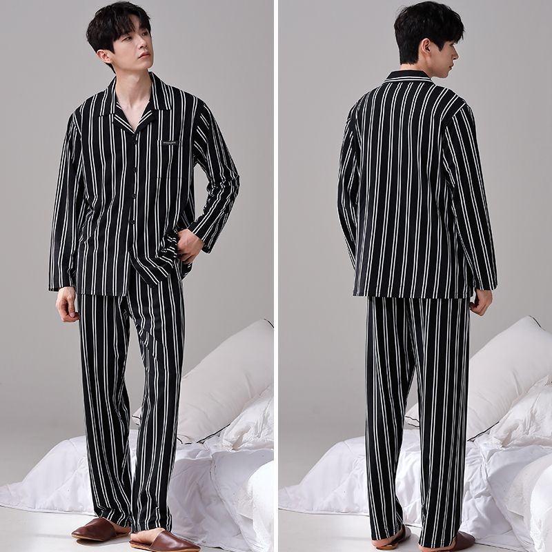 Meeste kevad- ja sügisriided, 100% puuvillast luksuslikud pidžaamad, pikkade varrukatega püksid, kardigan, kaheosaline lahtine üleriietus, koduriided