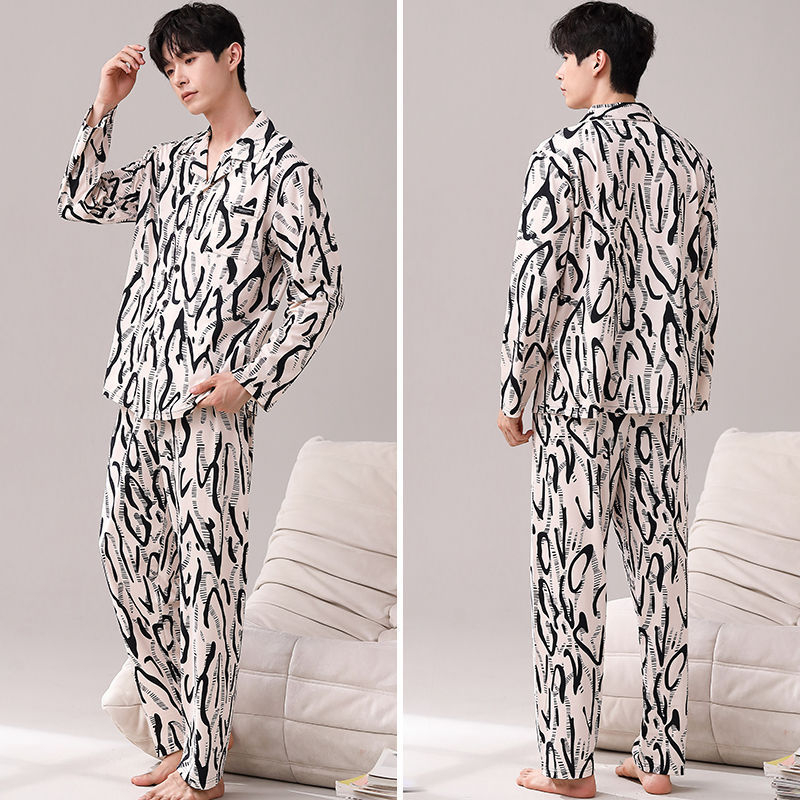 Meeste kevad- ja sügisriided, 100% puuvillast luksuslikud pidžaamad, pikkade varrukatega püksid, kardigan, kaheosaline lahtine üleriietus, koduriided