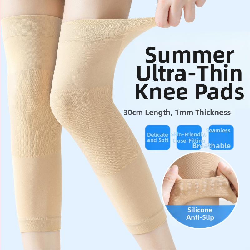 Genunchiere de vară ultra-subțiri, calde, pentru picioare reci, pentru bărbați și femei, pentru genunchiere articulare, aer condiționat, cameră rezistentă la frig, fără urme, subțiri și scurte