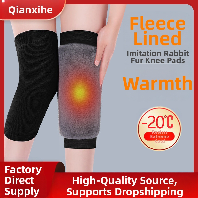 Jesenné a zimné teplé chrániče kolien s imitáciou králičích vlasov, podšité flísom, staré studené nohy, studená klimatizácia, chrániče nôh, zahustené športové chrániče kolien