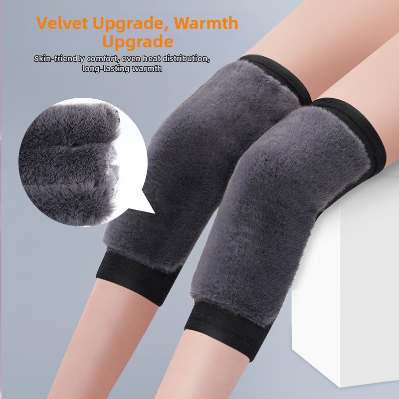 Jesenné a zimné teplé chrániče kolien s imitáciou králičích vlasov, podšité flísom, staré studené nohy, studená klimatizácia, chrániče nôh, zahustené športové chrániče kolien