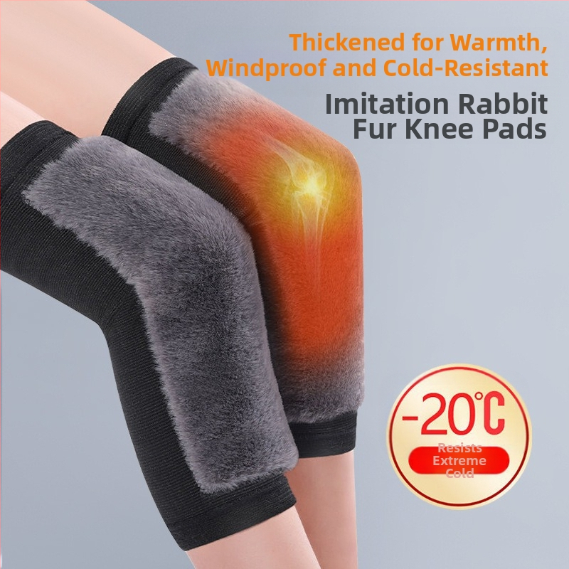 Jesenné a zimné teplé chrániče kolien s imitáciou králičích vlasov, podšité flísom, staré studené nohy, studená klimatizácia, chrániče nôh, zahustené športové chrániče kolien