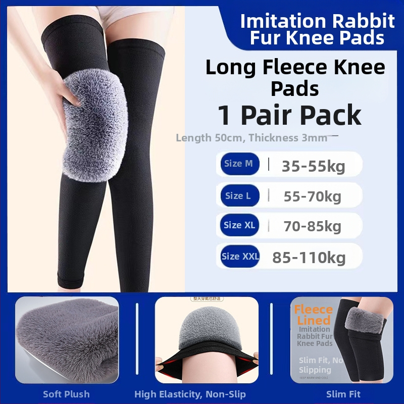 Jesenné a zimné teplé chrániče kolien s imitáciou králičích vlasov, podšité flísom, staré studené nohy, studená klimatizácia, chrániče nôh, zahustené športové chrániče kolien