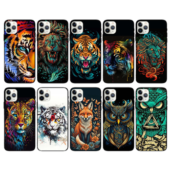 16 Husă de telefon pentru bărbați cu cap de tigru, pentru Apple 14 Pro Max, carcasă de protecție 15, carcasă rezistentă la căderi, mată 13