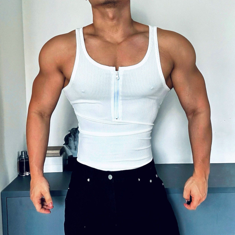 Trendikas vest 2025 kevad/suvi pluss-suuruses lukuga Ameerika stiilis seksikas sportlik fitness varrukateta treeningvest lühikesteks püksteks