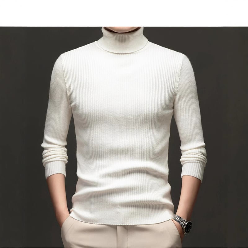 Puyuan Iarnă Guler Înalt Îngroșat Bază Pulover Bărbați Tineret Moda Slim-Fit Cald Tricotat Cu Bandă Verticală Stomp Shirt Trendy