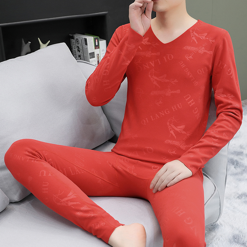 Vokiški aksominiai termo apatiniai vyriški besiūliai V formos iškirpte 2024 nauji ploni aksominiai vidiniai prigludę vyriški rudens drabužiai ilgos kelnės kostiumas