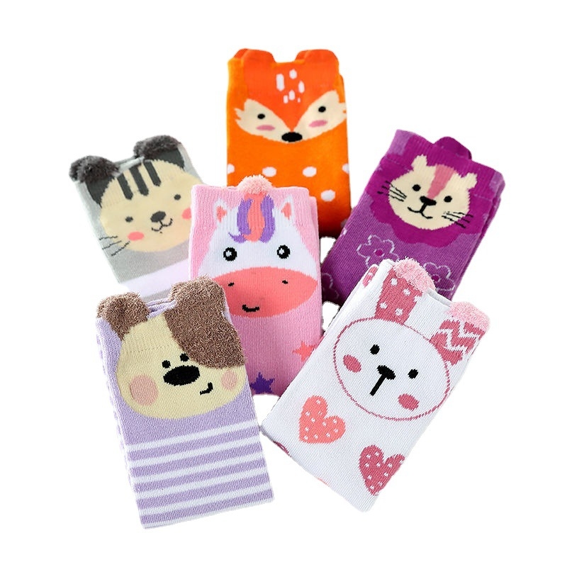 Laste armsad puuvillased põlvikud sukad tüdrukute poolkõrged sukad kevad- ja sügismultifilmilikud lääne stiilis kõrged sukad