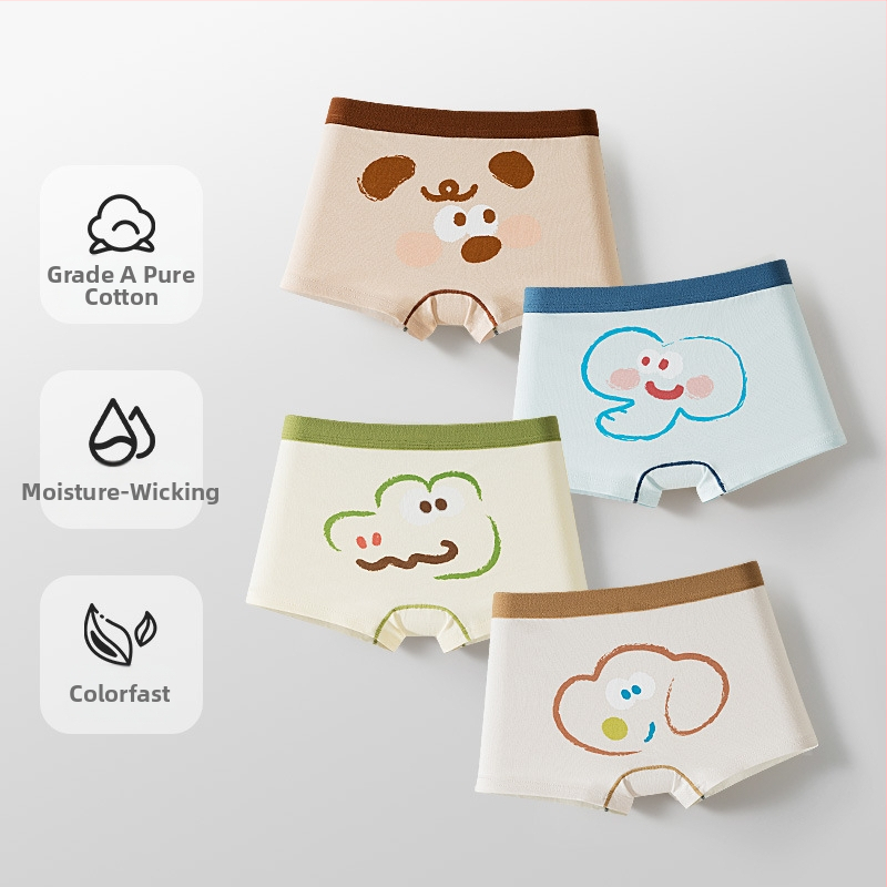 Vaikiški apatiniai, kūdikių bokserinės kelnaitės, antibakteriniai, kvėpuojantys šukuotos medvilnės šortai berniukams ir mergaitėms, vidutinio ir didelio dydžio vaikiškos bokserinės kelnaitės