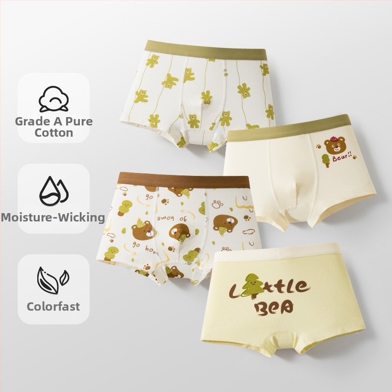 Vaikiški apatiniai, kūdikių bokserinės kelnaitės, antibakteriniai, kvėpuojantys šukuotos medvilnės šortai berniukams ir mergaitėms, vidutinio ir didelio dydžio vaikiškos bokserinės kelnaitės