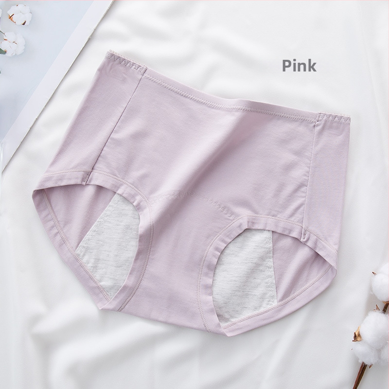 Kõrge vöökohaga puhtast puuvillast naiste menstruaalpüksid, lekkekindlad, laiendatud, pehmed hügieenilised aluspüksid, külglekkevastane