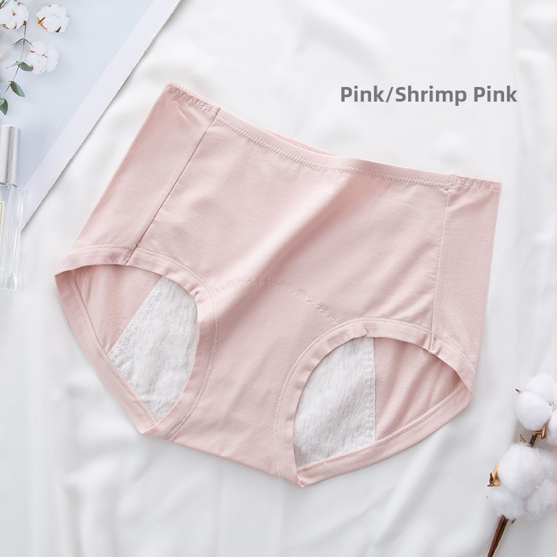 Kõrge vöökohaga puhtast puuvillast naiste menstruaalpüksid, lekkekindlad, laiendatud, pehmed hügieenilised aluspüksid, külglekkevastane