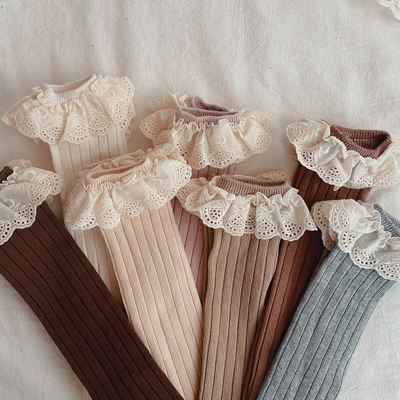 ins Dječje čipkaste čarape bez pete, čarape preko koljena za bebe srednje veličine, dječje čarape za jesen i zimu