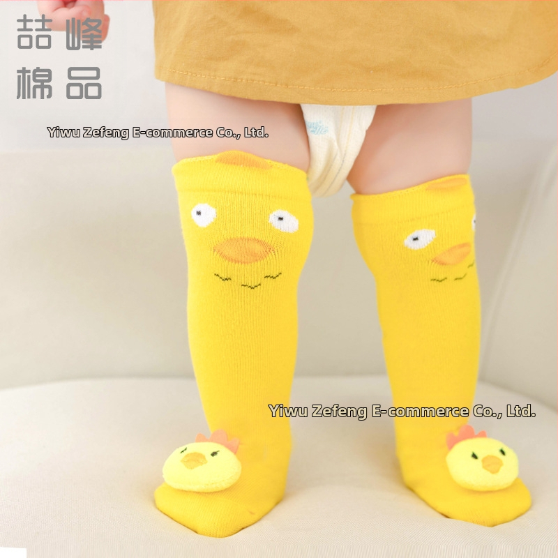 Детски чорапи за момчета и момичета, дълги над коляното, неплъзгащи се, чорапи за кукли, бебешки стерео анимационни памучни чорапи, бебешки чорапи за предпазване на коляното