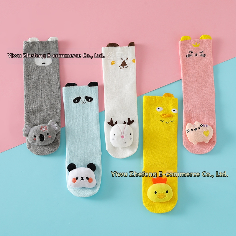 Детски чорапи за момчета и момичета, дълги над коляното, неплъзгащи се, чорапи за кукли, бебешки стерео анимационни памучни чорапи, бебешки чорапи за предпазване на коляното