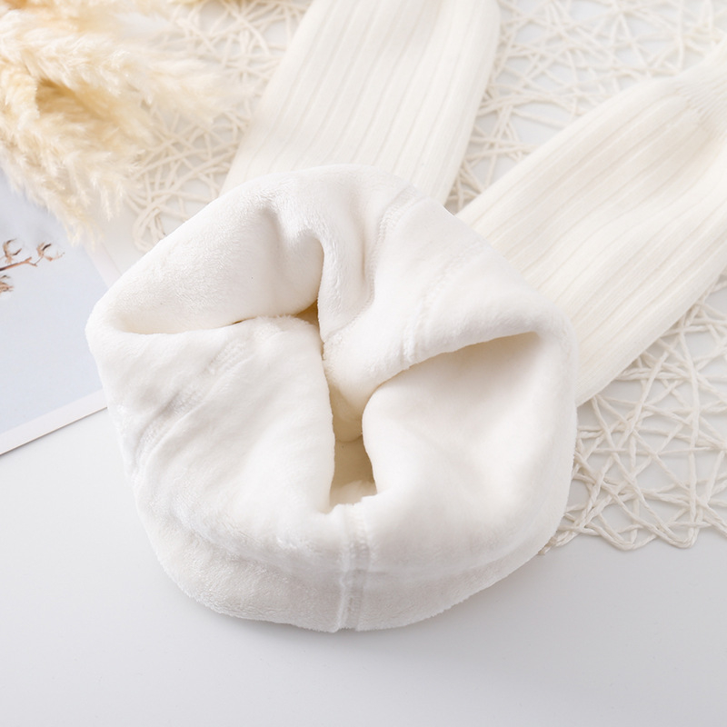 Colanți pentru fete, căptușiți cu fleece, îngroșați, din catifea de lapte pentru bebeluși, toamna și iarna 2024, culoare solidă, ultra-groși